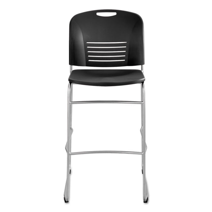 Vy Sled Base Bistro Chair, Black Seat/Black Back, Silver Base