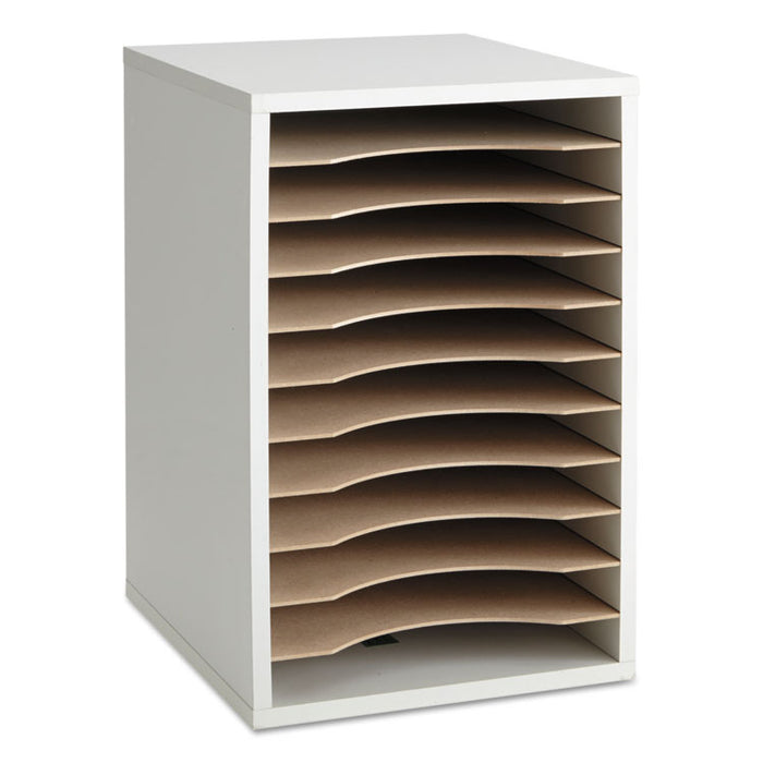 Wood Vertical Desktop Literature Sorter, 11 Sections 10 5/8 x 11 7/8 x 16, Gray