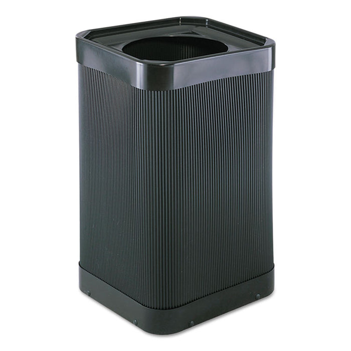 At-Your Disposal Top-Open Waste Receptacle, Square, Polyethylene, 38 gal, Black