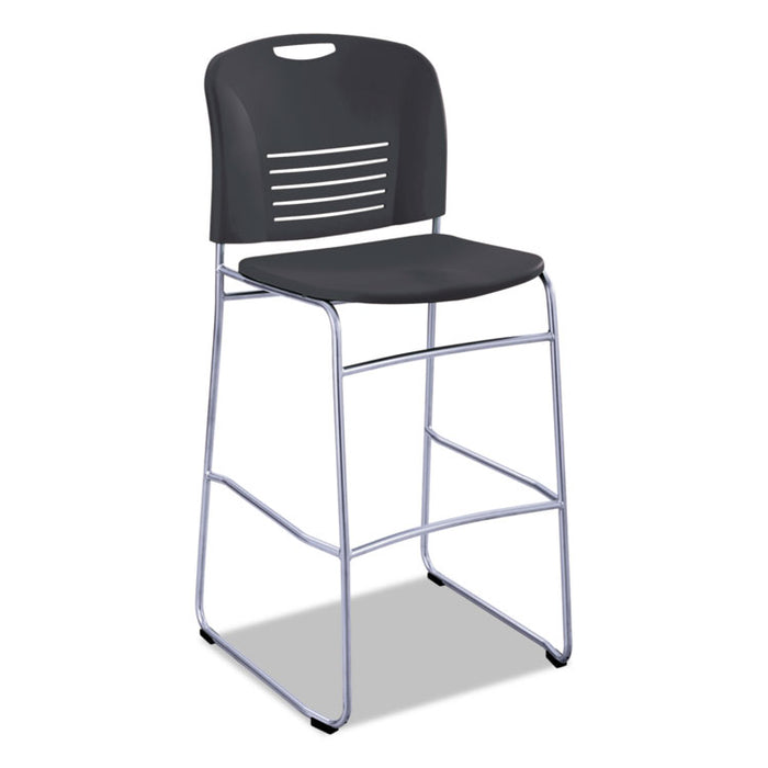 Vy Sled Base Bistro Chair, Black Seat/Black Back, Silver Base