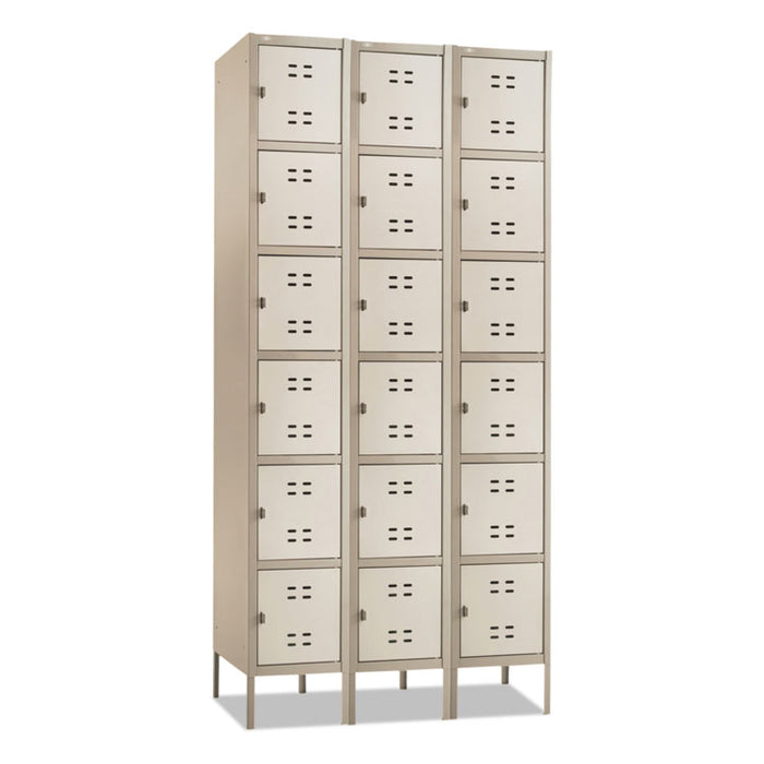 Three-Column Box Locker, 36w x 18d x 78h, Two-Tone Tan