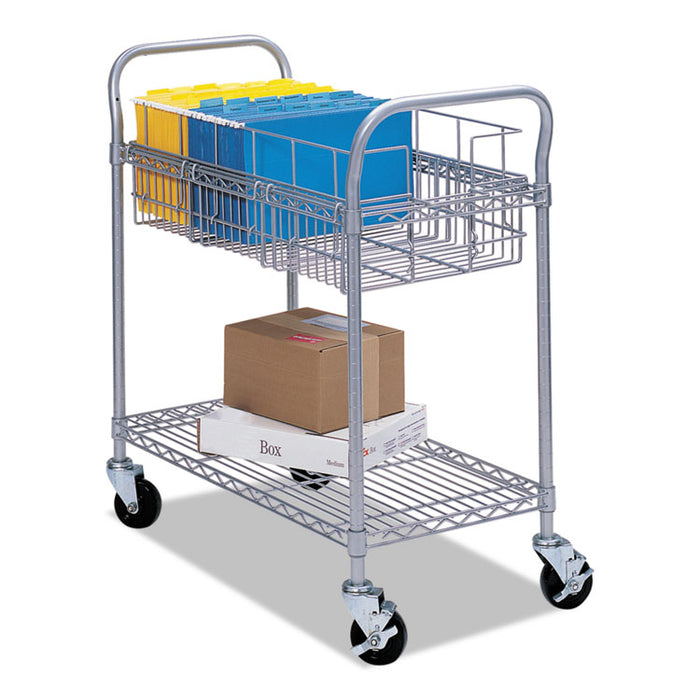 Wire Mail Cart, 600-lb Capacity, 18.75w x 26.75d x 38.5h, Metallic Gray