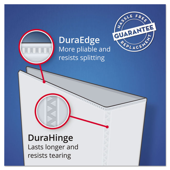 Durable View Binder with DuraHinge and Slant Rings, 3 Rings, 0.5" Capacity, 11 x 8.5, White