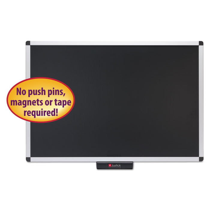 Justick Premium Aluminum-Frame Electro-Surface Bulletin Board, 36" x 24", Silver