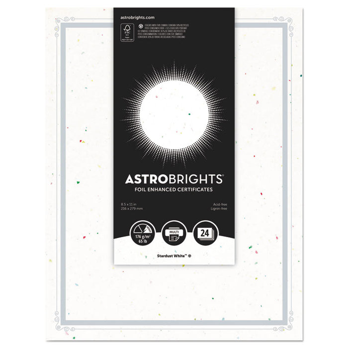Foil Enhanced Certificates, 8 1/2" x 11", Stardust White, 25/Pk