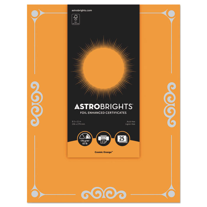 Foil Enhanced Certificates, 8 1/2" x 11", Cosmic Orange, 25/Pk