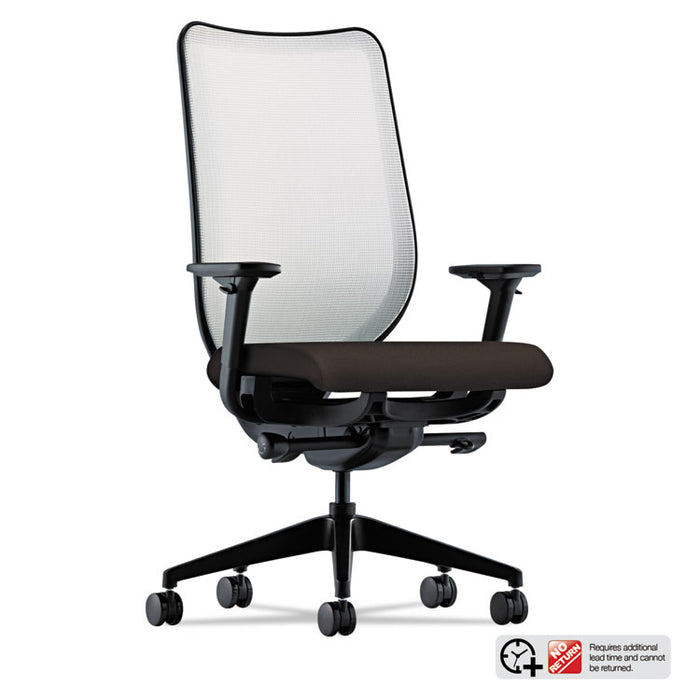 Nucleus Series Work Chair, ilira-Stretch M4 Back, Supports 300 lb, 17" to 21.5" Seat, Espresso Seat, Fog Back, Black Base