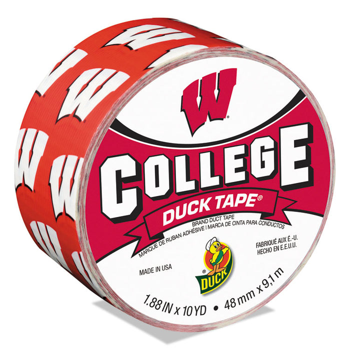 College DuckTape, University of Wisconsin Badgers, 3" Core, 1.88" x 10 yds, Cardinal/White