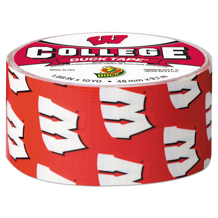 College DuckTape, University of Wisconsin Badgers, 3" Core, 1.88" x 10 yds, Cardinal/White