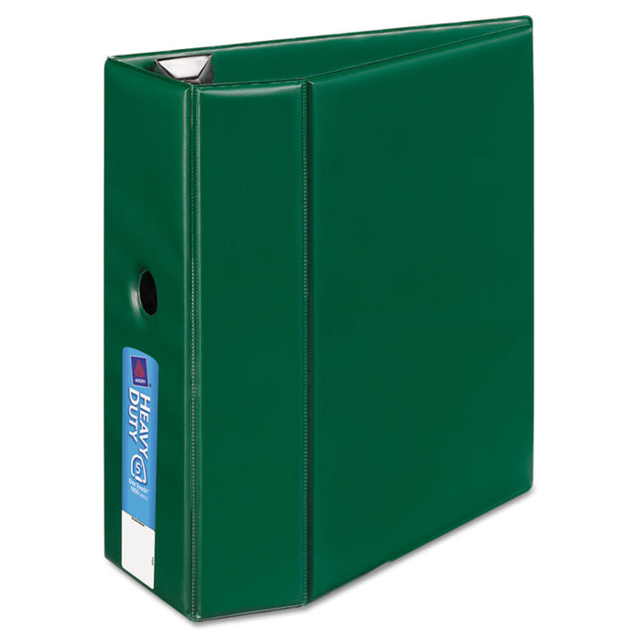 Heavy-Duty Non-View Binder with DuraHinge, Locking One Touch EZD Rings and Thumb Notch, 3 Rings, 5" Capacity, 11 x 8.5, Green