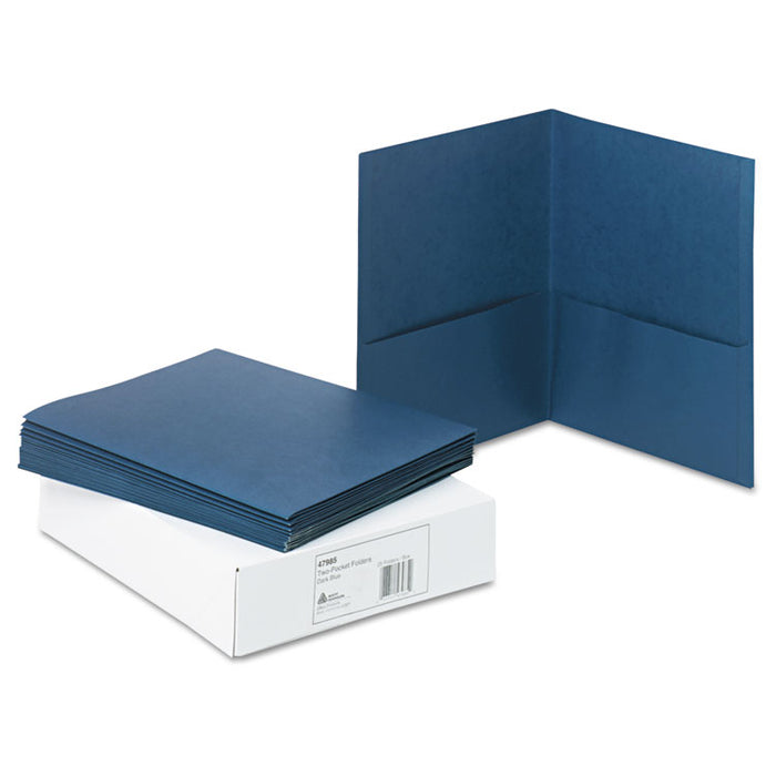 Two-Pocket Folder, 40-Sheet Capacity, 11 x 8.5, Dark Blue, 25/Box
