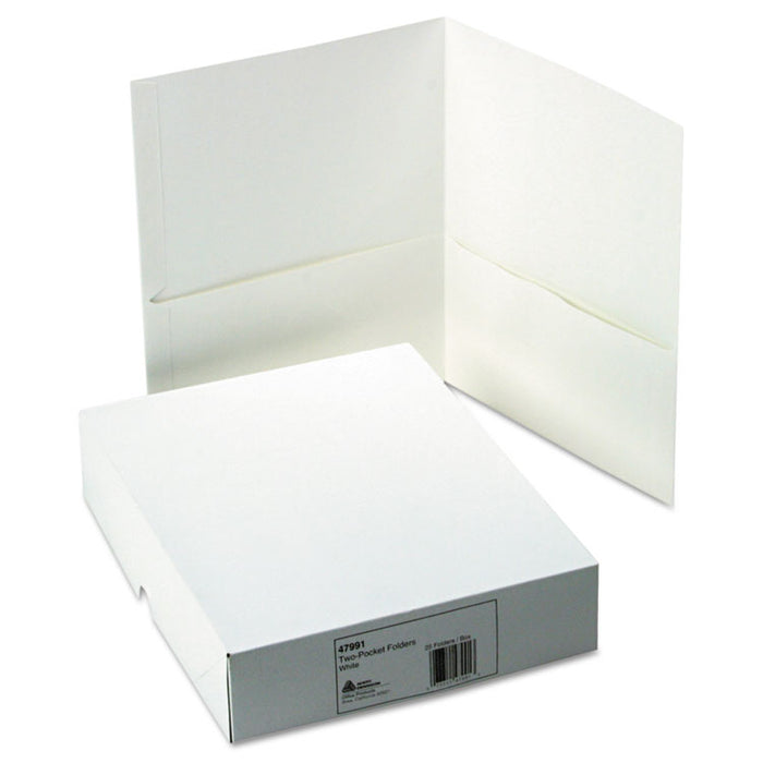 Two-Pocket Folder, 40-Sheet Capacity, 11 x 8.5, White, 25/Box