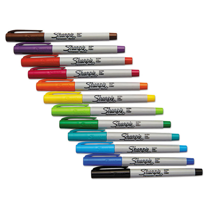 Ultra Fine Tip Permanent Marker, Extra-Fine Needle Tip, Assorted Colors, Dozen