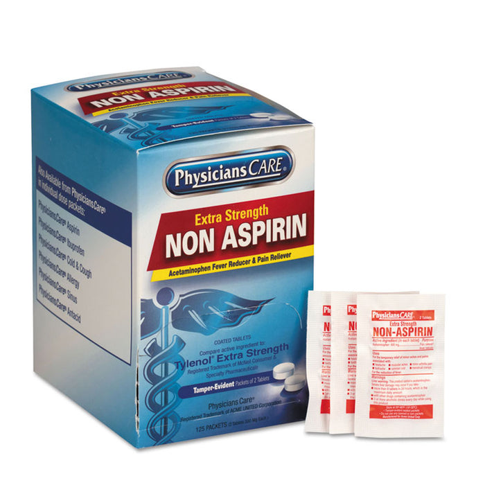 Pain Relievers/Medicines, XStrength Non-Aspirin Acetaminophen,2/Packet,125 Pk/Bx