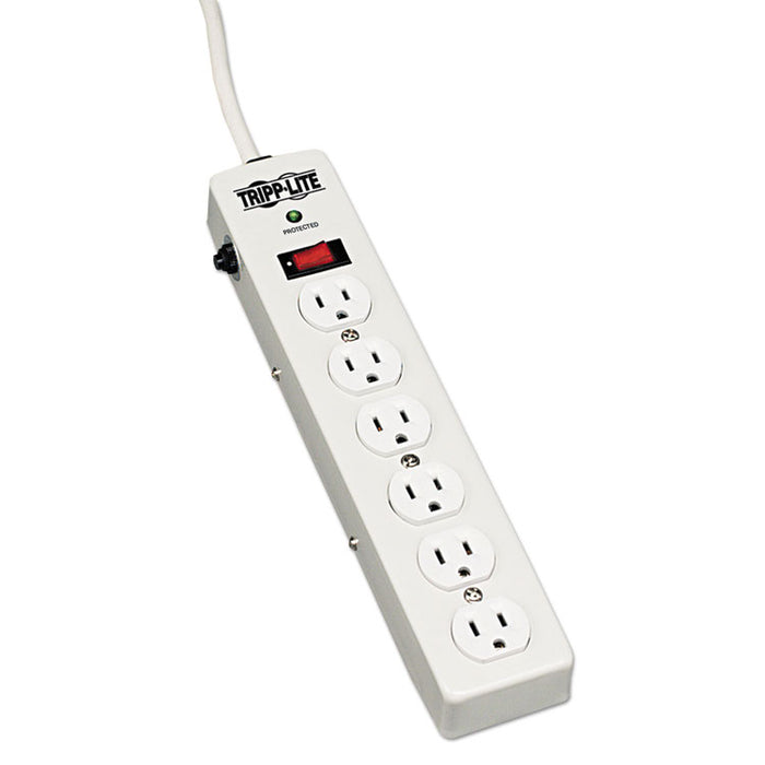 Protect It! Surge Protector, 6 Outlets, 6 ft. Cord, 1340 Joules, Light Gray