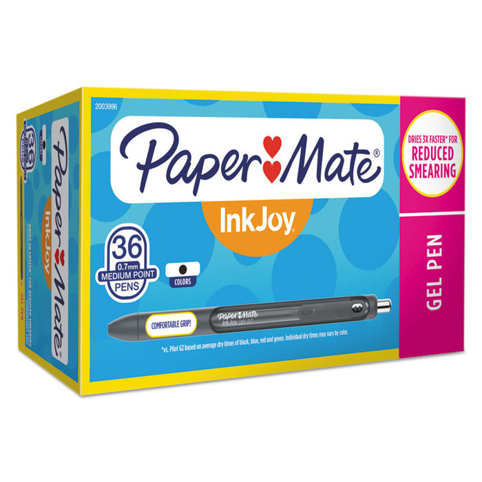 InkJoy Retractable Gel Pen, Medium 0.7mm, Black Ink/Barrel, 36/Pack