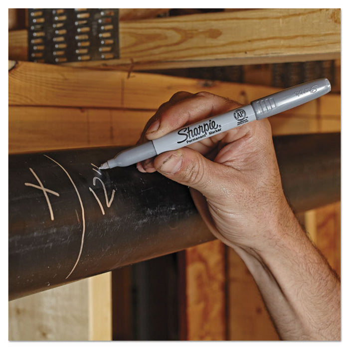 Metallic Fine Point Permanent Markers, Bullet Tip, Silver, 36/Pack