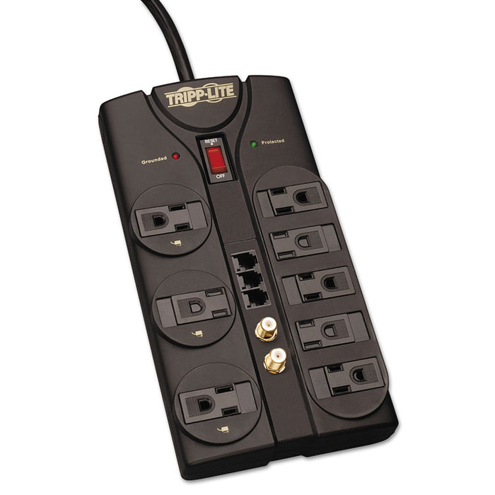 Protect It! Surge Protector, 8 Outlets, 8 ft. Cord, 2160 Joules, RJ11, Dark Gray