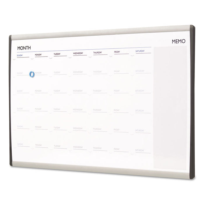 Magnetic Dry-Erase Calendar, 18 x 30, White Surface, Silver Aluminum Frame