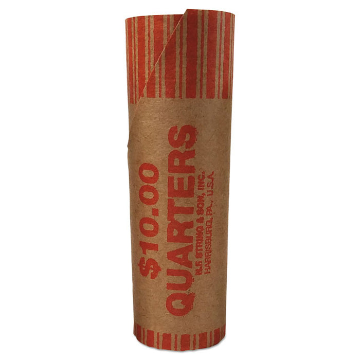 Preformed Tubular Coin Wrappers, Quarters, $10, 1000 Wrappers/Carton