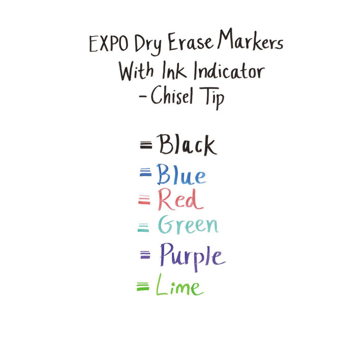 Ink Indicator Dry Erase Marker, Broad Chisel Tip, Red, Dozen