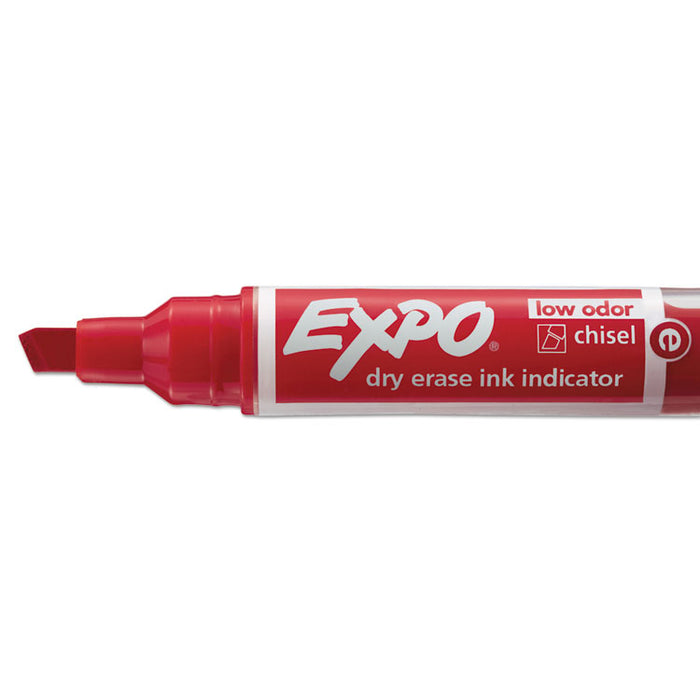 Ink Indicator Dry Erase Marker, Broad Chisel Tip, Red, Dozen
