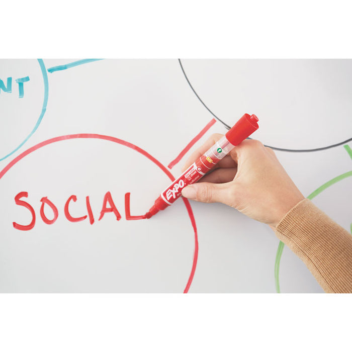 Ink Indicator Dry Erase Marker, Broad Chisel Tip, Red, Dozen