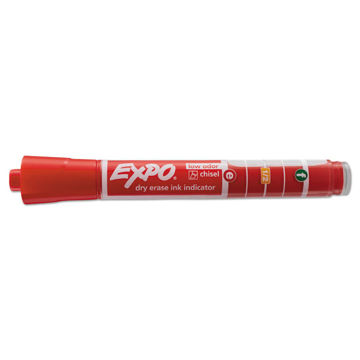 Ink Indicator Dry Erase Marker, Broad Chisel Tip, Red, Dozen