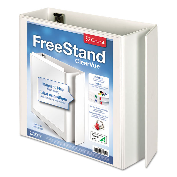 FreeStand Easy Open Locking Slant-D Ring Binder, 3 Rings, 4" Capacity, 11 x 8.5, White