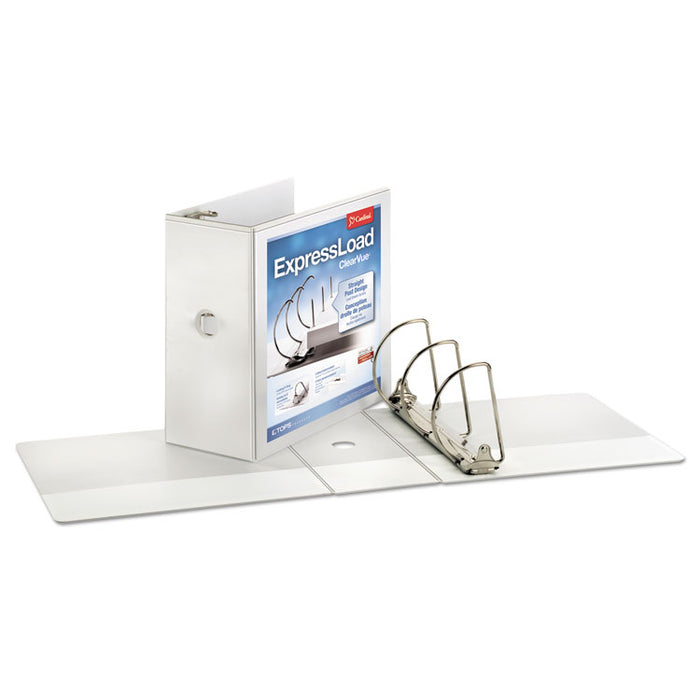 ExpressLoad ClearVue Locking D-Ring Binder, 3 Rings, 5" Capacity, 11 x 8.5, White