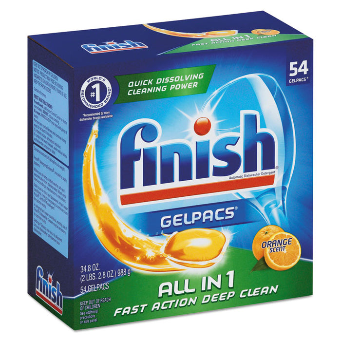 Dish Detergent Gelpacs, Orange Scent, 54/Box, 4 Boxes/Carton