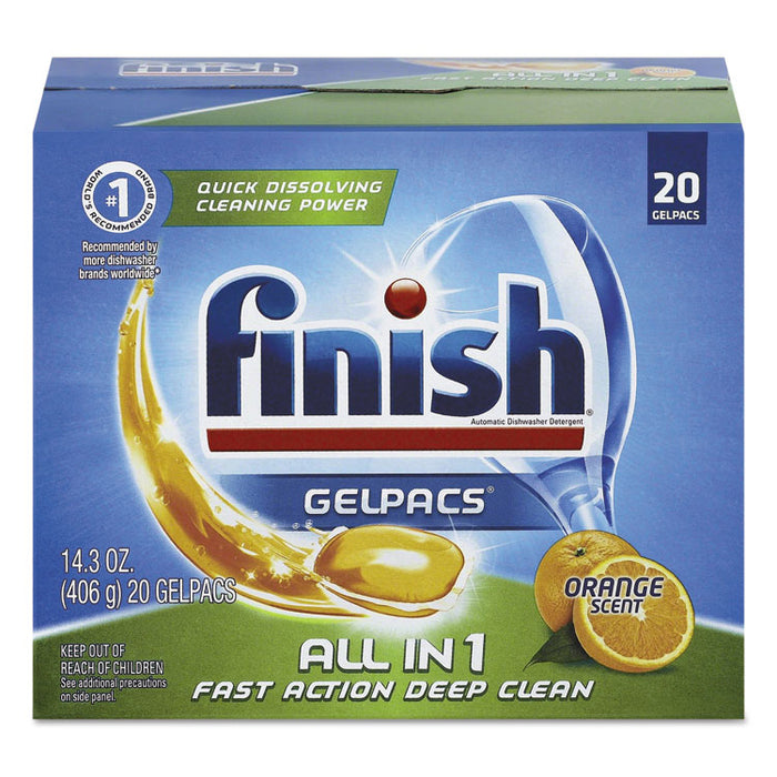 Dish Detergent Gelpacs, Orange Scent, 20 Gelpacs/Box, 8 Boxes/Carton