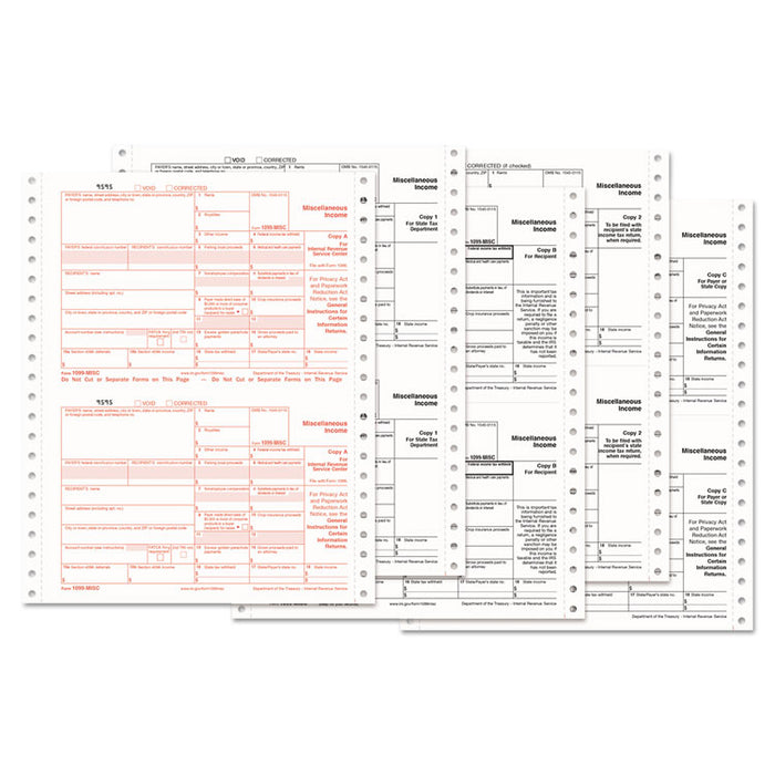 1099-MISC Tax Forms, 5-Part Carbonless, 5 1/2 x 8, 24 1099s & 1 1096