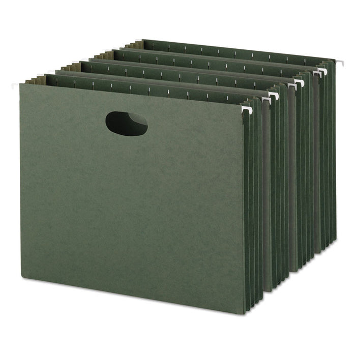 Hanging Pockets with Full-Height Gusset, 1 Section, 3.5" Capacity, Letter Size, Standard Green, 10/Box