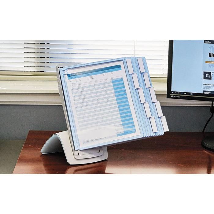 SHERPA Style Desk-Mount Reference System, 20 Sheet Capacity, Blue/Gray