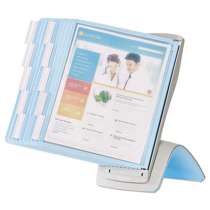 SHERPA Style Desk-Mount Reference System, 20 Sheet Capacity, Blue/Gray