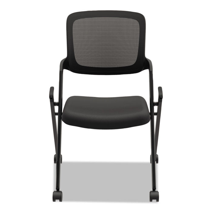 VL304 Mesh Back Nesting Chair, Supports Up to 250 lb, Black