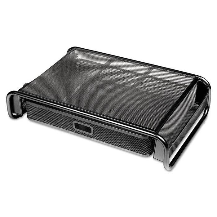 Metal Mesh Desktop Monitor Stand with Drawer, 18 x 11 3/4 x 5 1/8, Black