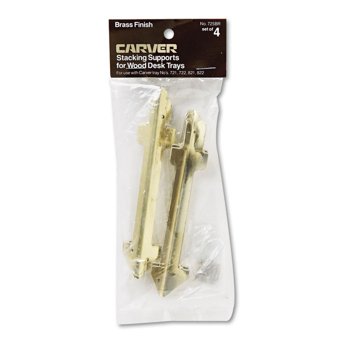 Hardwood Stackable Desk Tray, Four-Posts, Brass