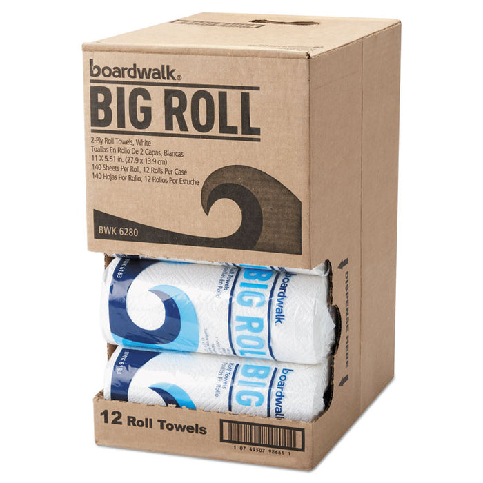 Office Packs Perforated Paper Towel Rolls, 2-Ply, White, 5.5"x11",140/Roll,12/Ct