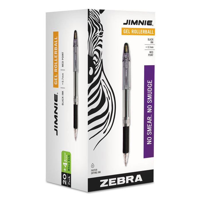 Jimnie Gel Pen Value Pack, Stick, Medium 0.7 mm, Black Ink, Smoke Barrel, 24/Box