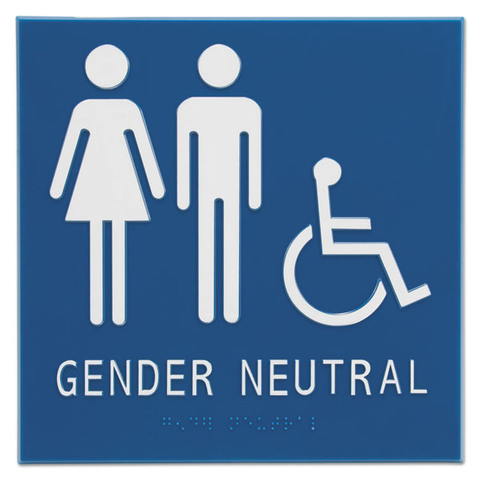 Gender Neutral ADA Signs, 8" x 8", Man, Woman & Wheelchair