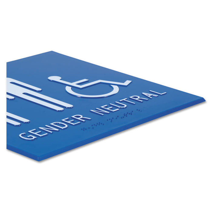 Gender Neutral ADA Signs, 8" x 8", Man, Woman & Wheelchair