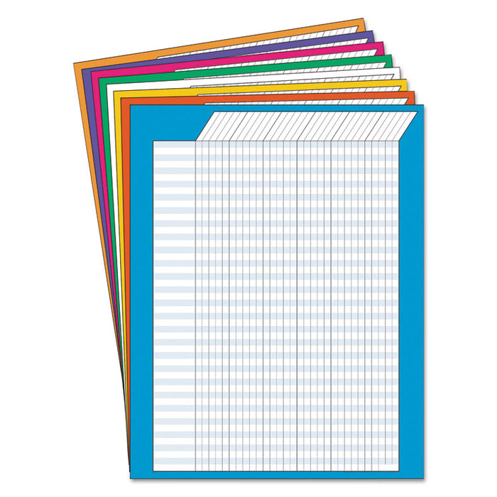 Jumbo Vertical Incentive Chart Pack, 22 x 28, Vertical Orientation, Assorted Colors with Assorted Borders, 8/Pack