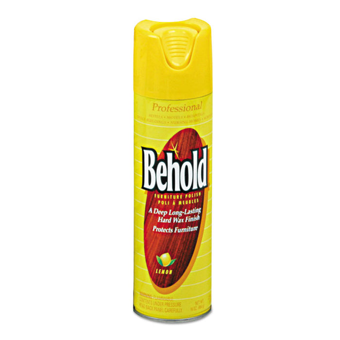 Professional Behold Furniture Polish, 16oz Aerosol, Lemon, 6/Carton
