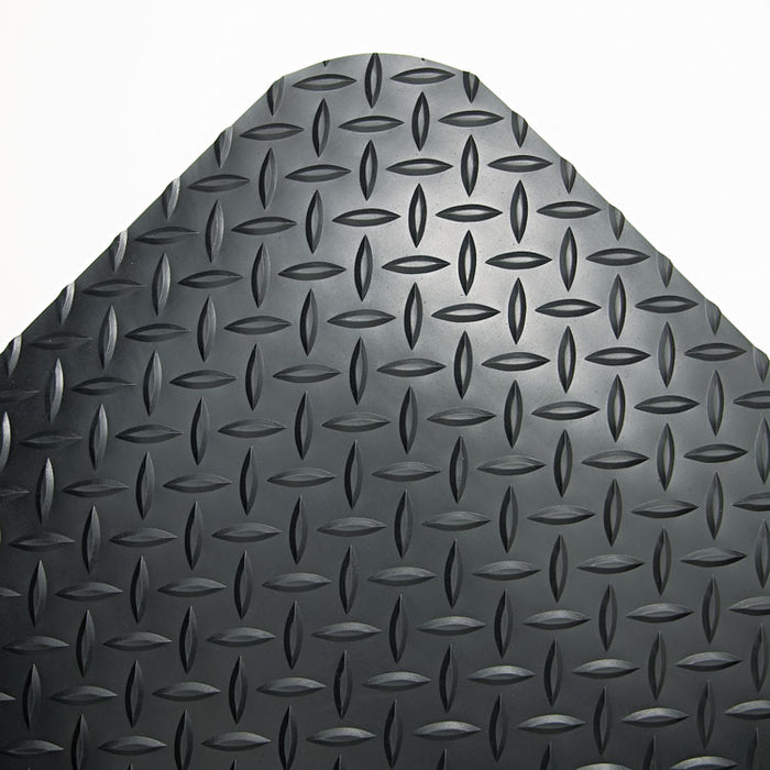 Industrial Deck Plate Anti-Fatigue Mat, Vinyl, 36 x 144, Black