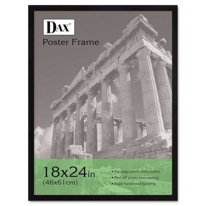 Flat Face Wood Poster Frame, Clear Plastic Window, 18 x 24, Black Border
