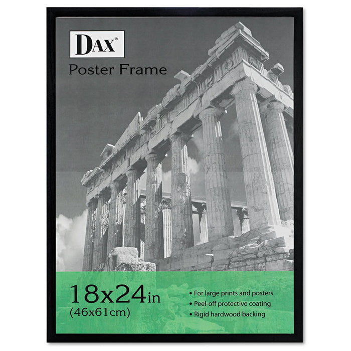 Flat Face Wood Poster Frame, Clear Plastic Window, 18 x 24, Black Border