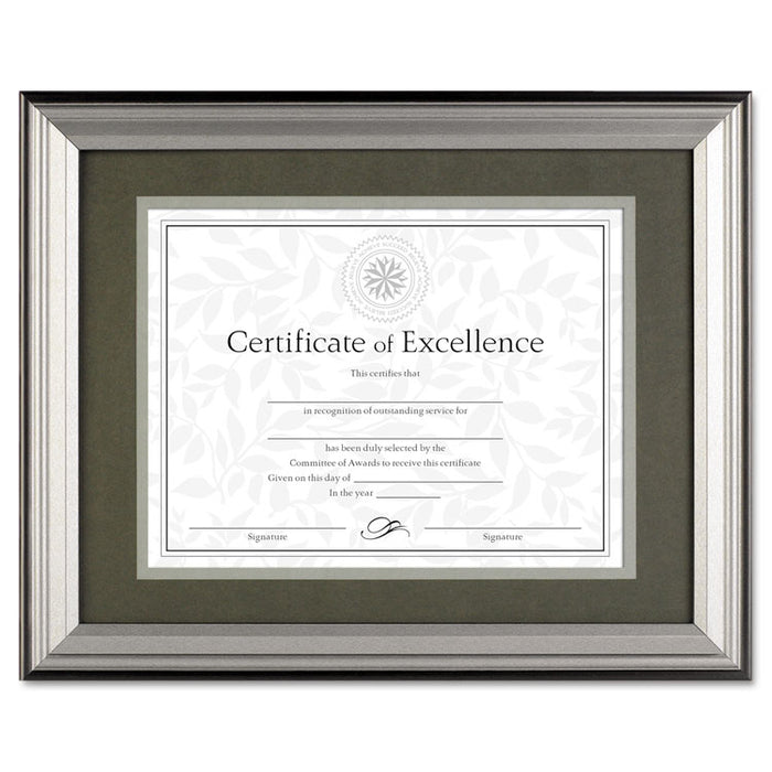 Photo Frame, Desk/Wall, Plastic, 11 x 14, 8 1/2 x 11, Charcoal/Nickel-Tone