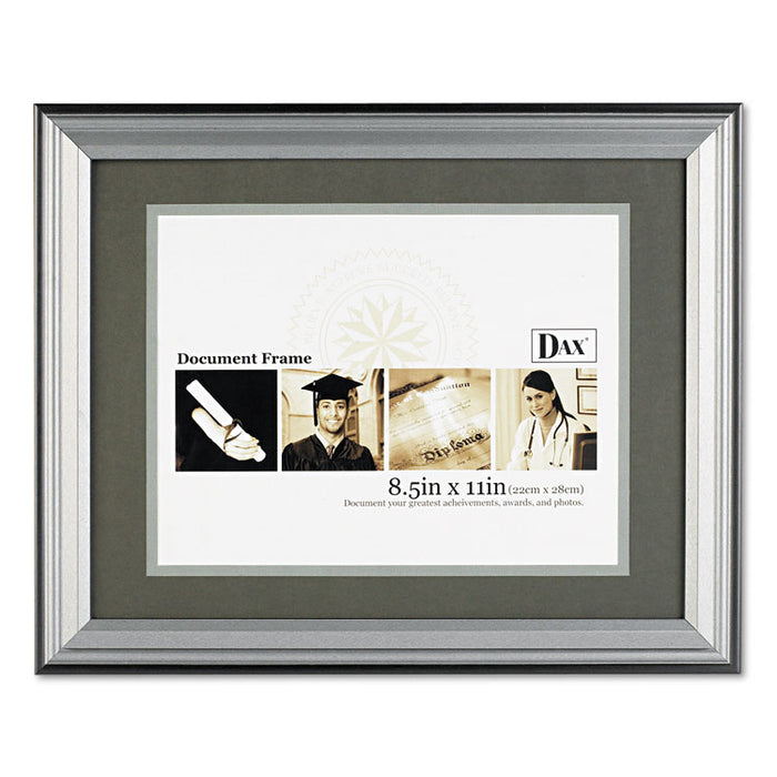 Photo Frame, Desk/Wall, Plastic, 11 x 14, 8 1/2 x 11, Charcoal/Nickel-Tone